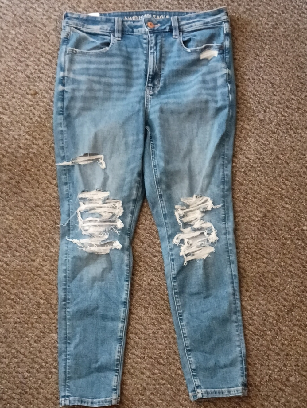 American Eagle Outfitters Light Blue Ripped Skinny Jeans Size 12
